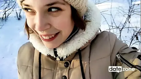 Outdoor Winter Blowjob POV: Cold Weather Passion